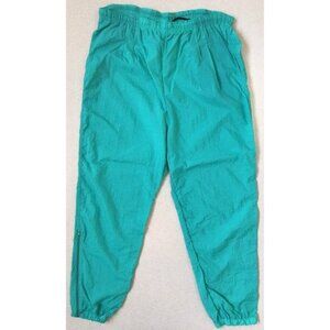 Vintage 90s Windbreaker Jogging Pants Women's Size L 14/16 Teal Green